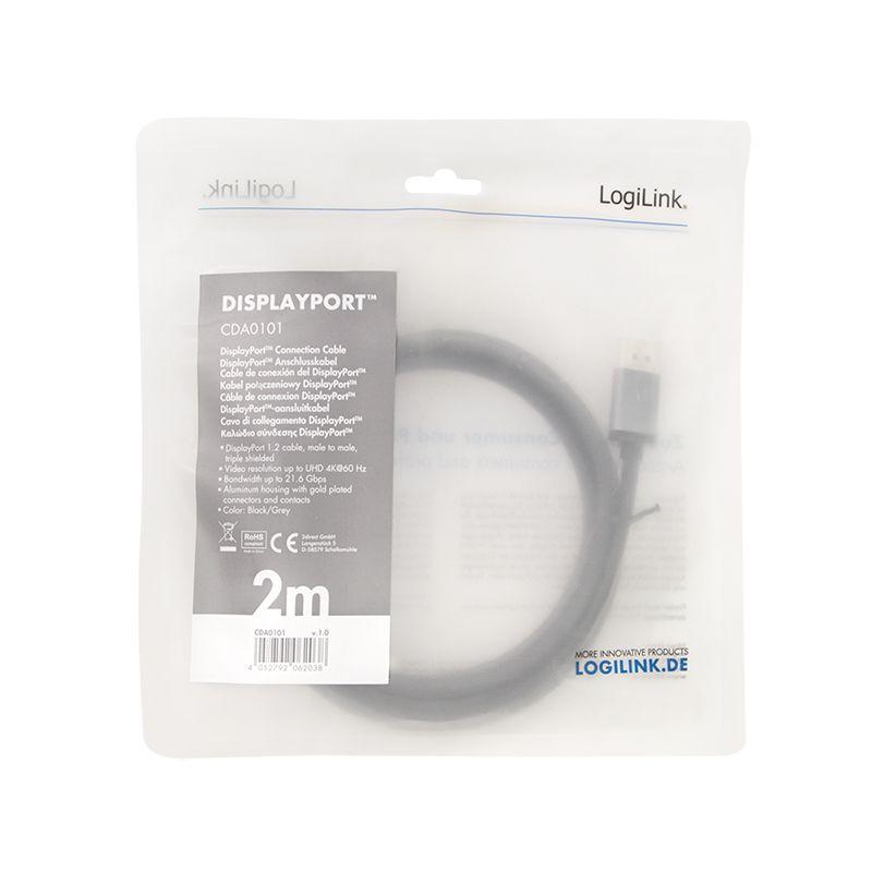 Cabo DisplayPort LOGILINK CDA0101 (2 m - Preto e Cinzento) — miniatura 4