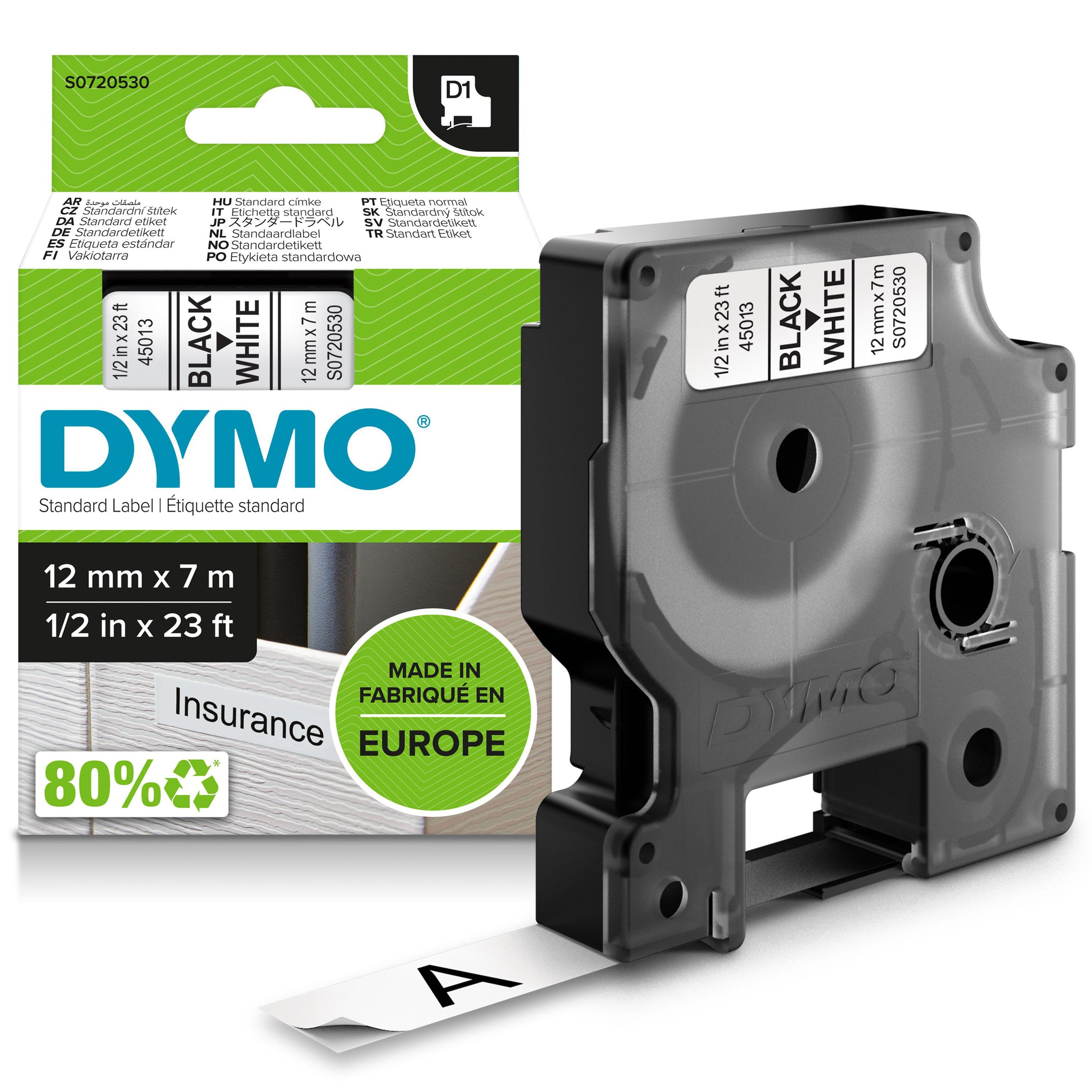 Fita de Impressão DYMO D1 ORIGINAL 45013 (Preto sobre Branco)
