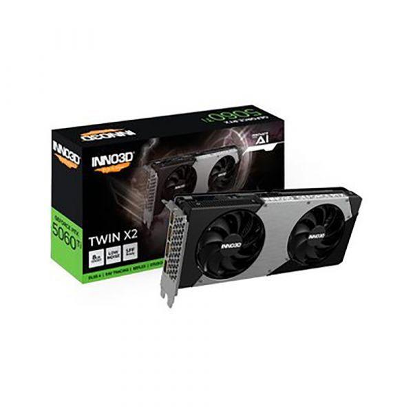 Placa Gráfica INNO3D GeForce RTX 5060 Ti Twin X2 OC (GeForce RTX 5060 Ti - 28 Gbit/s - 8 GB - Preto e Cinzento) — miniatura 2