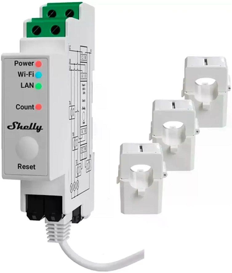 Medidor de Energia Trifásico SHELLY Pro 3EM 120A v2 (Plástico - Branco), miniatura 3