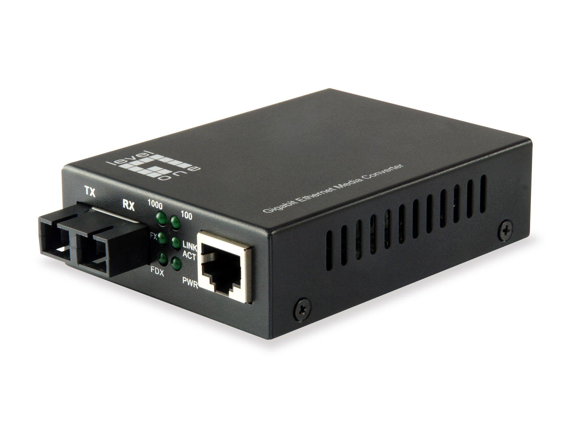 Conversor de Media de Rede LEVEL ONE GVT-2002 (Gigabit Ethernet - 1000 Mbit/s - Preto)