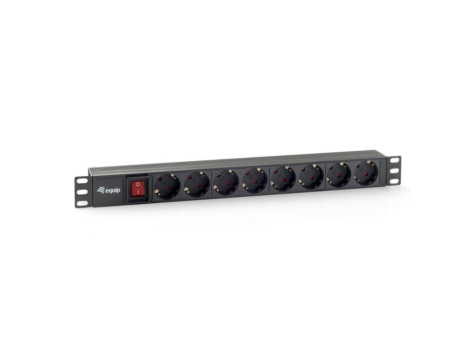 Régua de Tomadas para Bastidor EQUIP 333283 (8 tomadas CA Schuko - Preto)