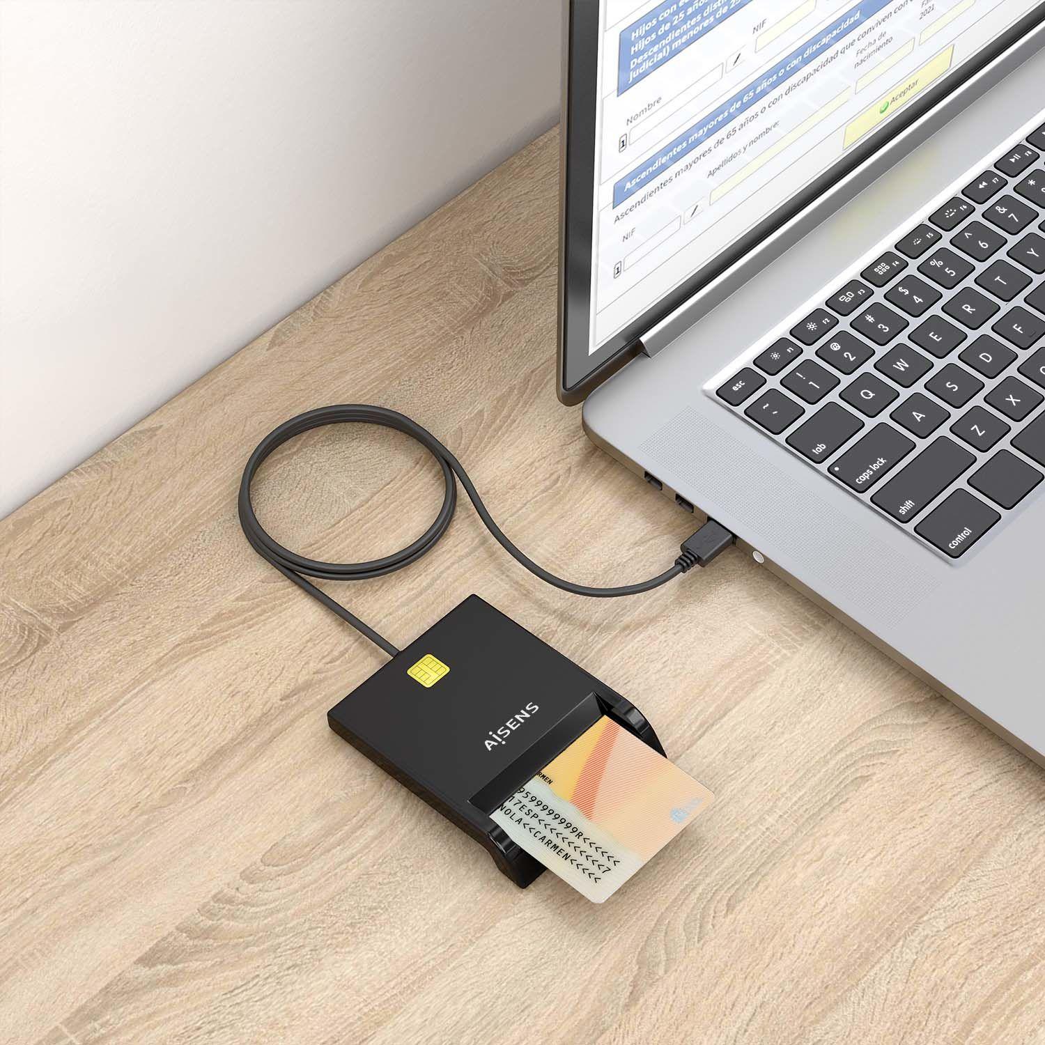 Leitor de Cartões Inteligentes AISENS ASCR-SN06-BK (USB 2.0 - Preto), miniatura 5