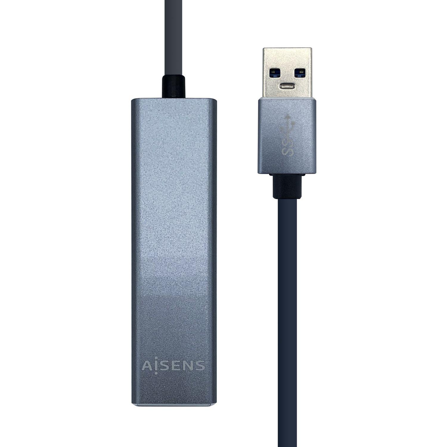 Hub USB AISENS A106-0401 (0,15 m - USB 3.2 Gen 1 Tipo A - RJ-45, USB 3.2 Gen 1 Tipo A - Cinzento)