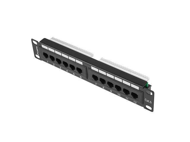Patch Panel LANBERG PPU6-9012-B (12 Portas - 10" - Cat.6 - Preto)