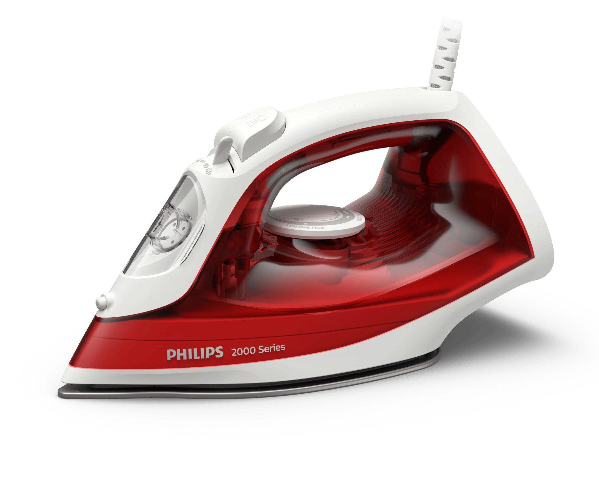 Ferro de Engomar a Vapor PHILIPS Série 2000 DST2010/40 (2000 W - 0,25 l - Base antiaderente - Vermelho/Branco)