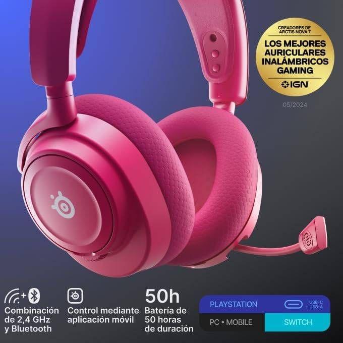 Headset Gaming STEELSERIES Arctis Nova 7P Gen 2 (Binaural - Sem fios - Circum-aural - Magenta), miniatura 4