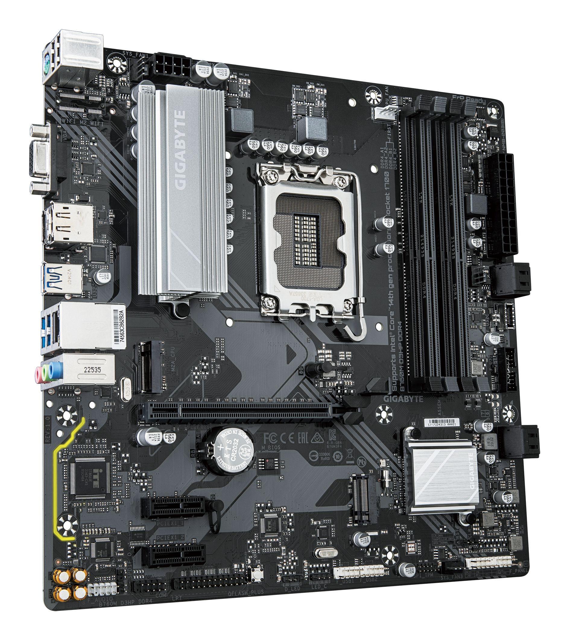 Motherboard GIGABYTE B760M D3HP DDR4 (LGA 1700 - micro ATX - Duplo canal - Castanho) — miniatura 3