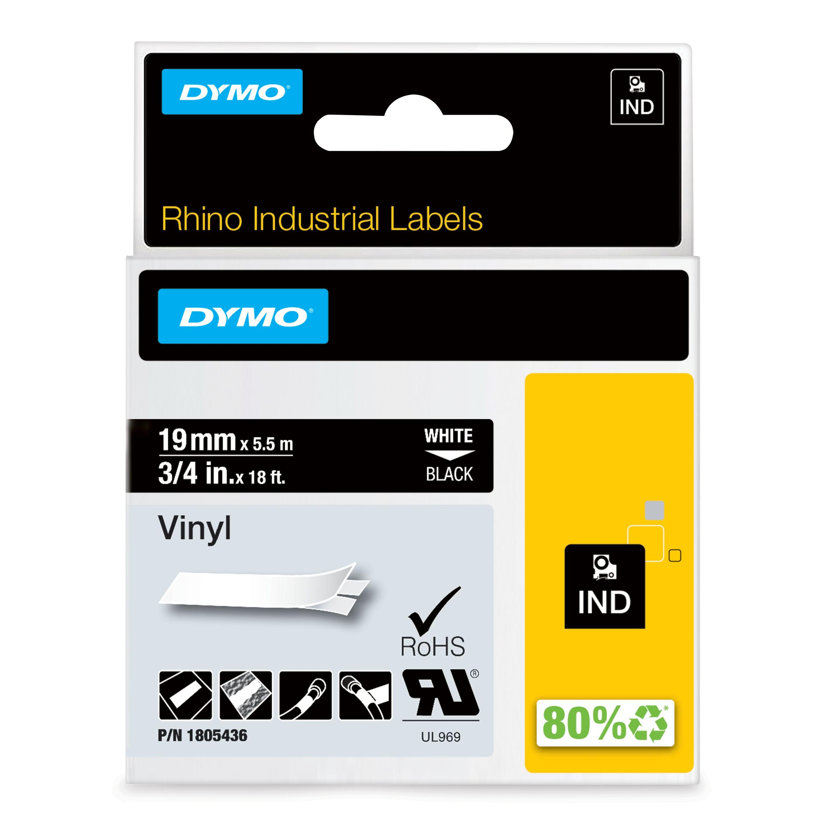 Fita de Impressão DYMO Rhino 1805436 (Branco sobre Preto)