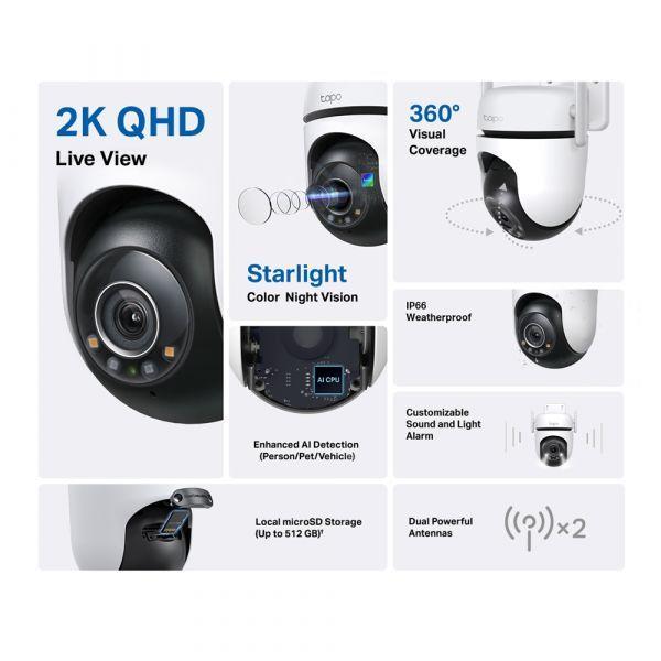 Câmara de Segurança IP TP-LINK Tapo C520WS (Interior e exterior - 4 MP - 2560 x 1440 pixels - Preto e Branco), miniatura 3