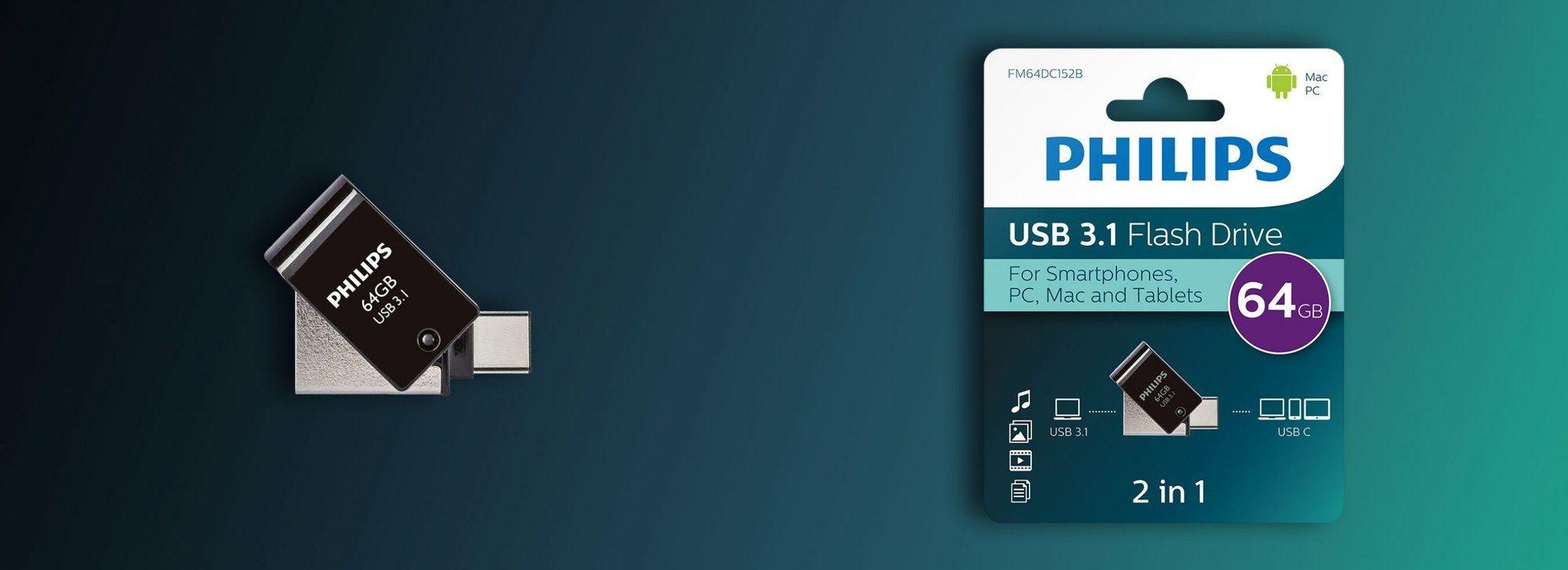 Pen USB PHILIPS FM64DC152B/00 (USB-C e USB 3.1 - USB Type-C - 3.2 Gen 1 - Preto) — miniatura 2