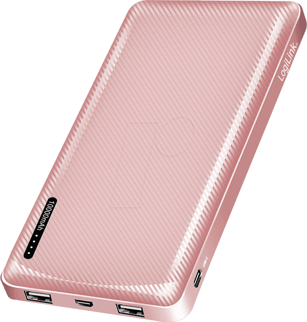 Powerbank LOGILINK PA0328RRF (10000 mAh - 2 portas USB-A - Rosa-dourado)