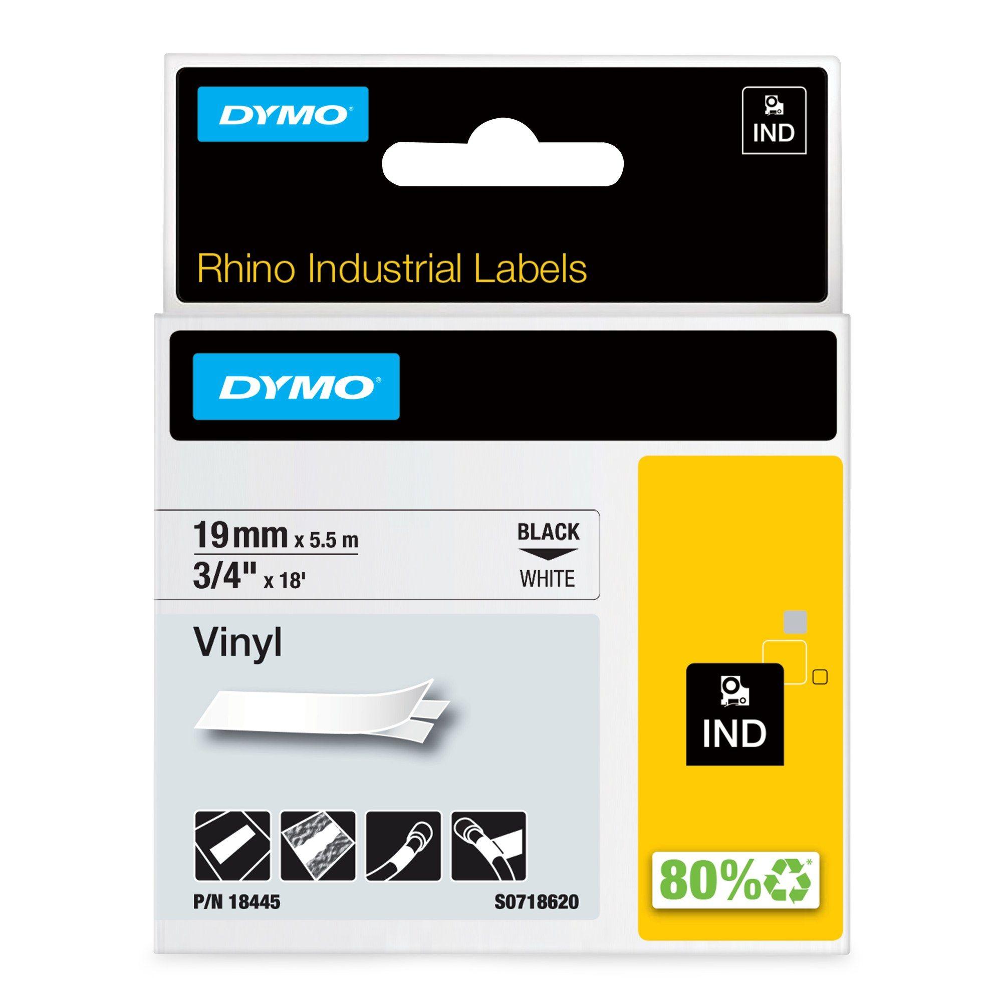 Fita para Rotuladora DYMO RHINO ID1-19 (Preto sobre Branco)