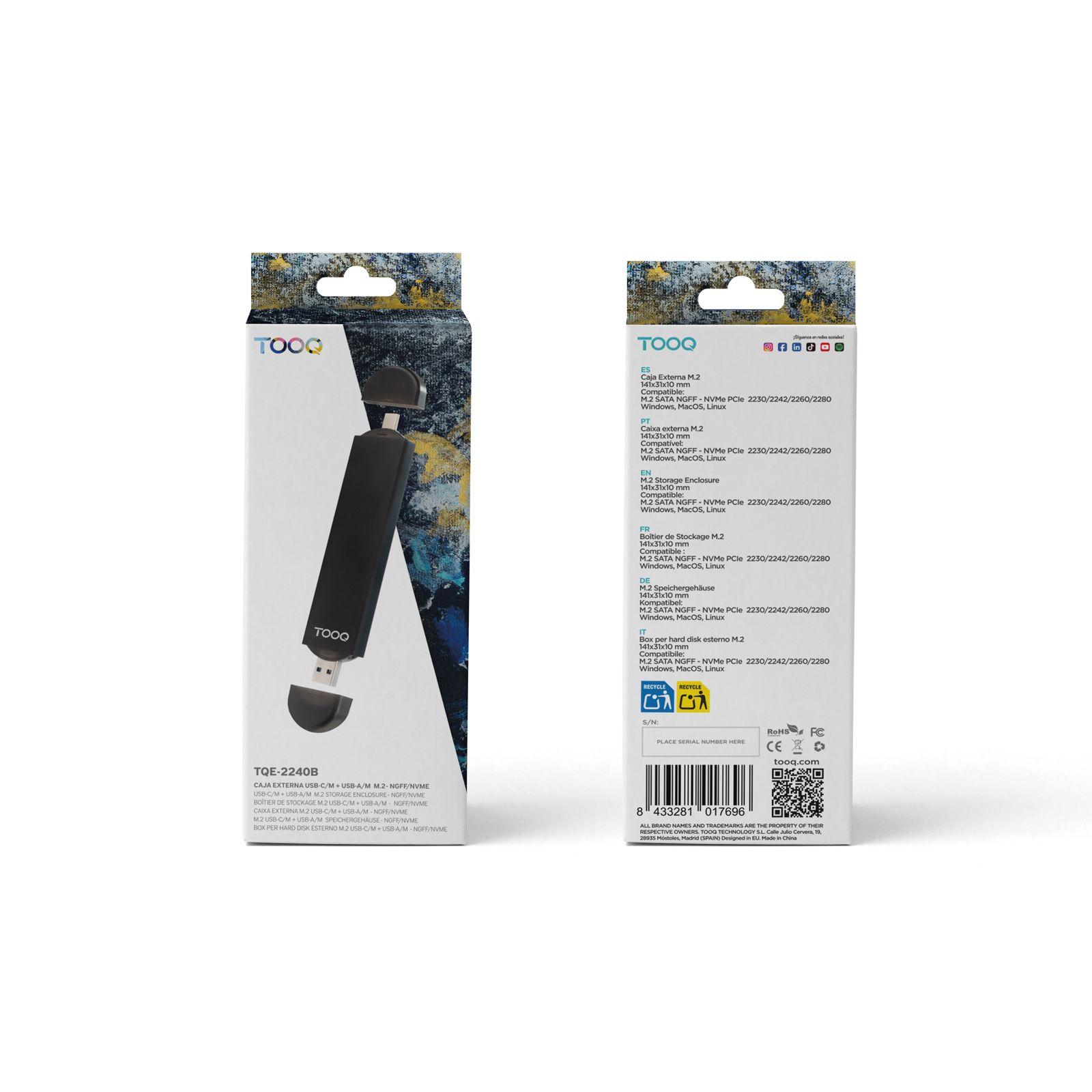 Caixa Externa para SSD M.2 TOOQ TQE-2240B (8 TB - M.2 - PCI Express, SATA NVMe - Preto) — miniatura 9