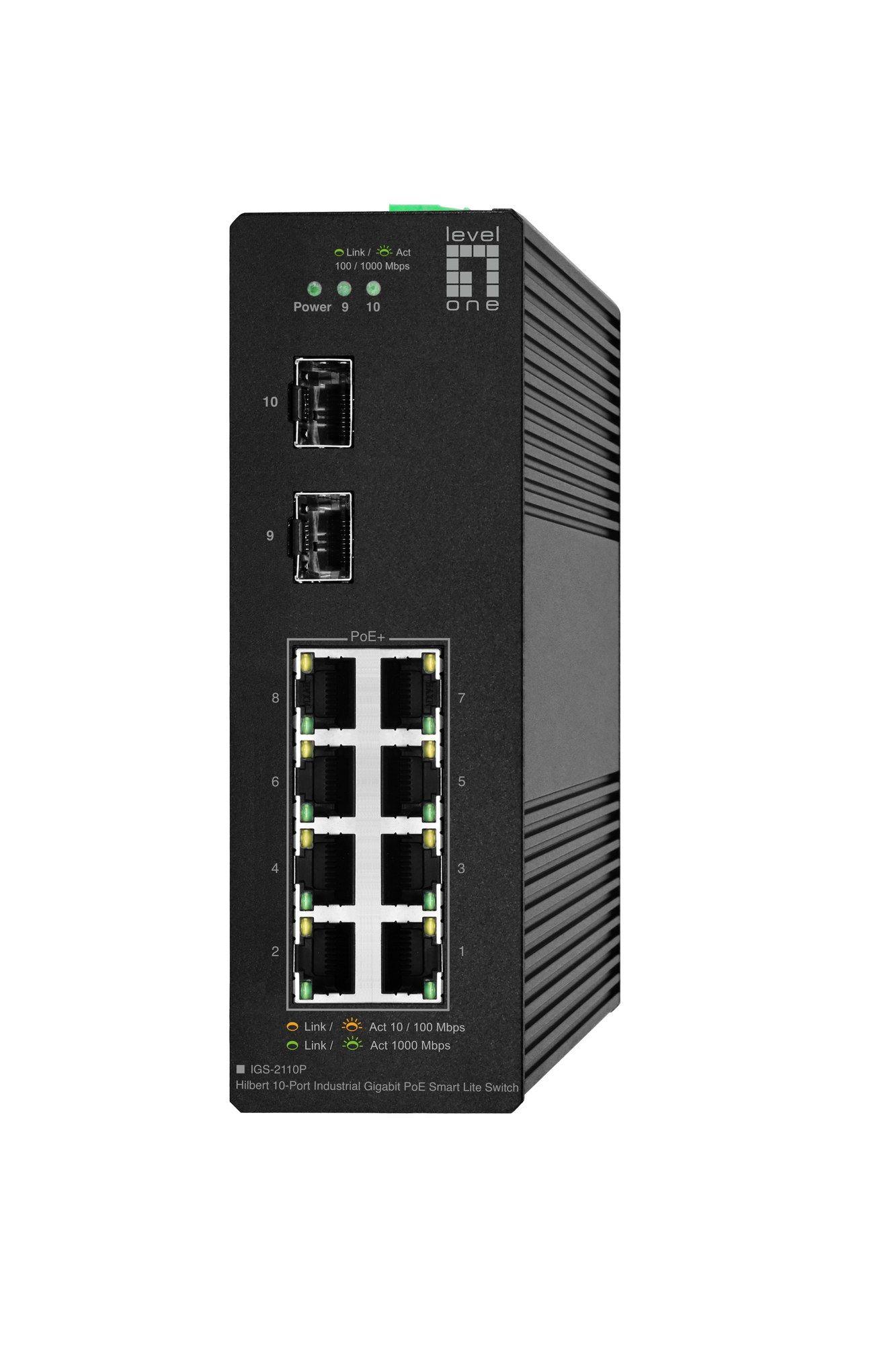 Switch de Rede Gerido LEVELONE IGS-2110P (Gigabit Ethernet - 1,5 MB - 20 Gbit/s - Preto)