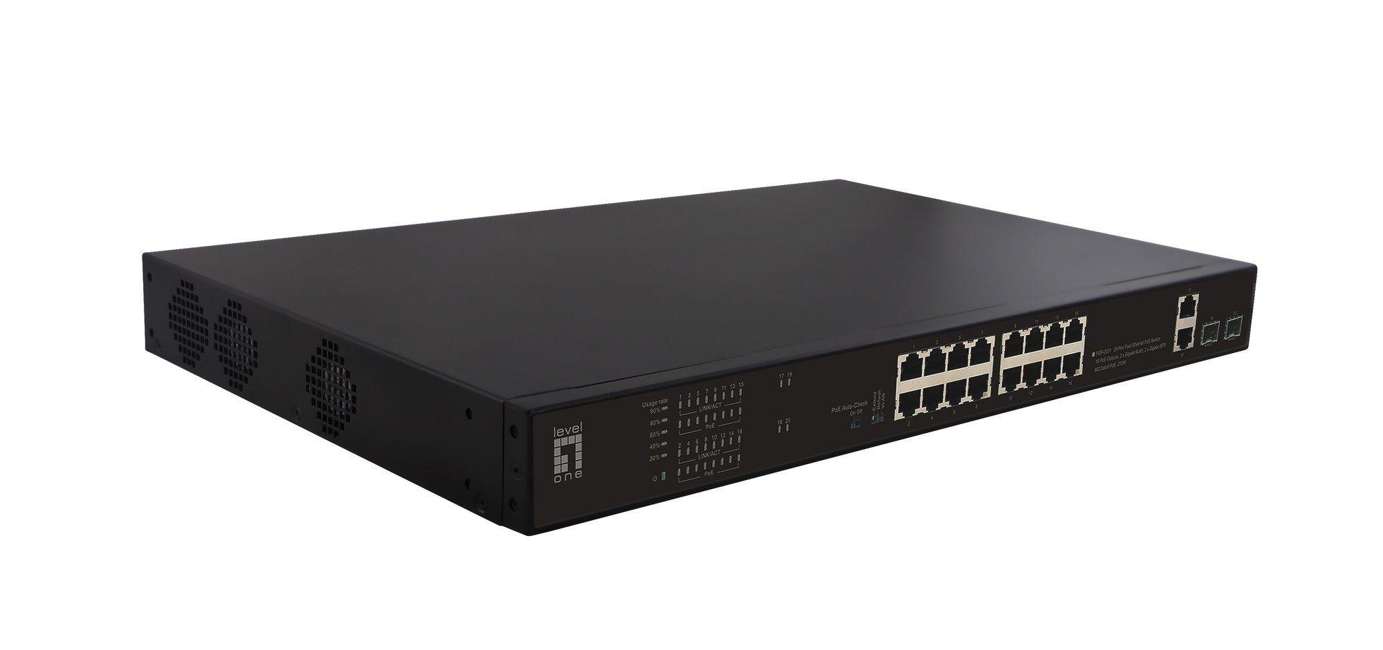 Switch PoE Não Gerido LEVELONE FGP-2031 (Fast Ethernet - Preto)