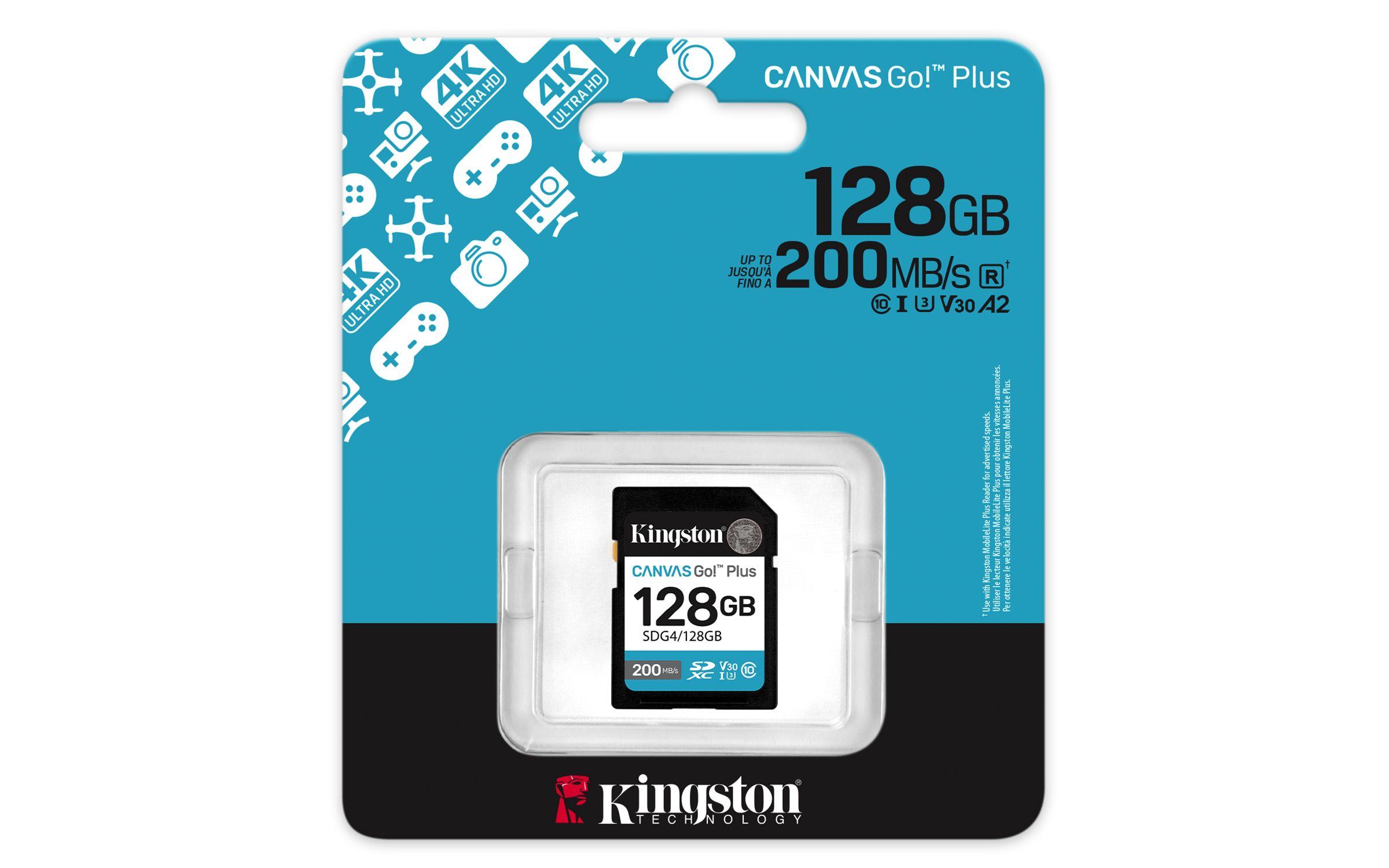 Cartão de Memória KINGSTON Canvas Go! Plus SDG4/128GB (128GB - Classe 10 - Até 200 MB/s - Preto), miniatura 3