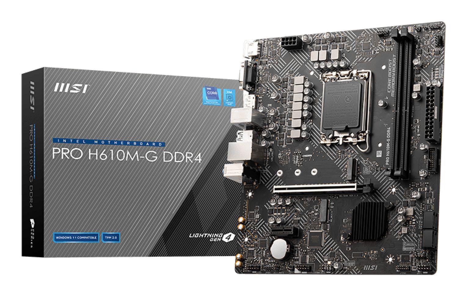 Motherboard MSI PRO H610M-G DDR4 (LGA 1700 - Intel® Core™ i9 - micro ATX - Preto)