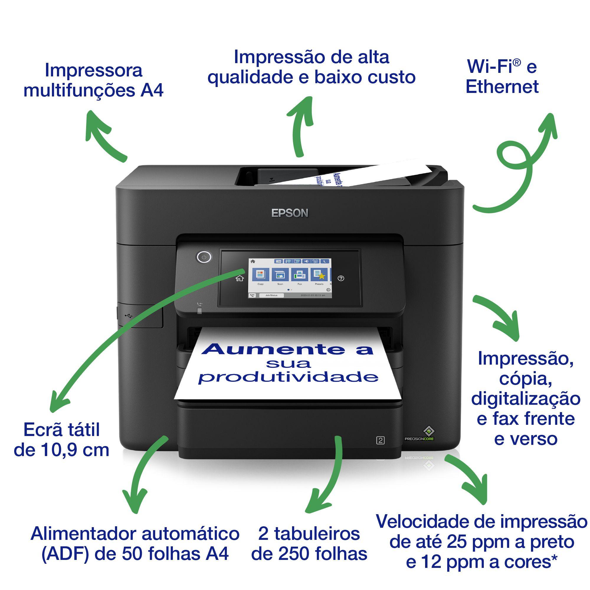 Impressora Multifunções EPSON WorkForce Pro WF-4830DTWF (A4 - Impressão a cores - 500 folhas - Preto) — miniatura 3
