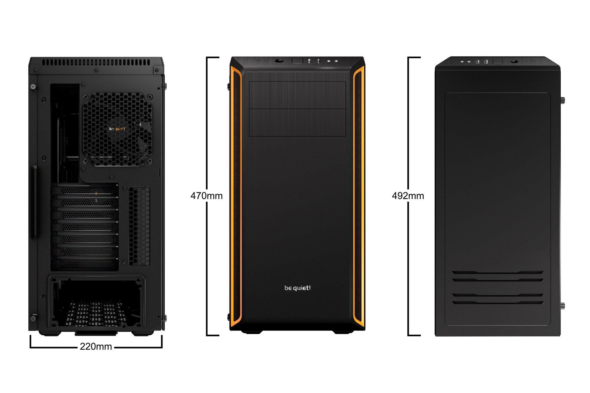 Caixa de Computador ATX BE QUIET! PURE BASE 600 (ATX, Micro ATX, Mini-ITX - Midi Tower - 165 mm - Preto/Laranja) — miniatura 4