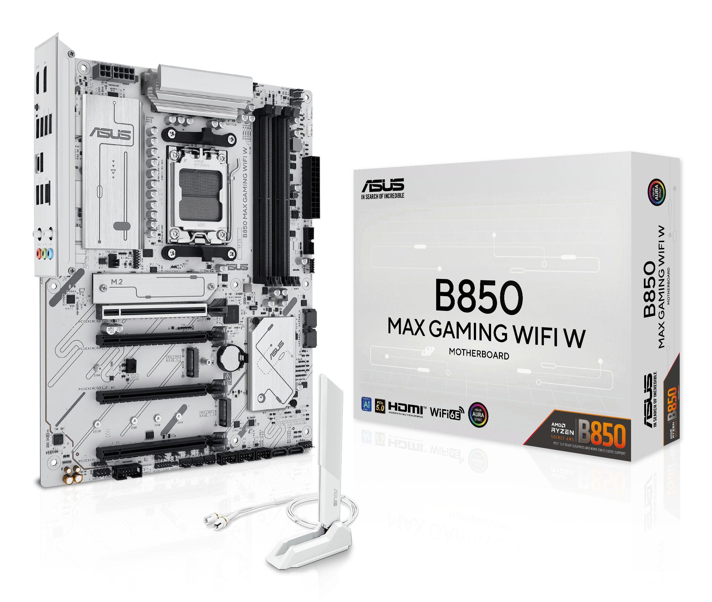 Motherboard ASUS B850 MAX GAMING WIFI W (AM5 - ATX - Duplo canal - Branco)