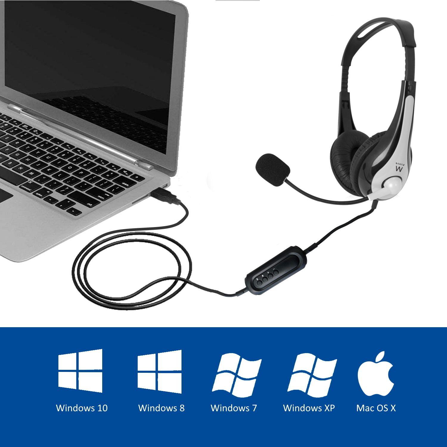 Headset EWENT EW3565 (Preto e Branco), miniatura 3