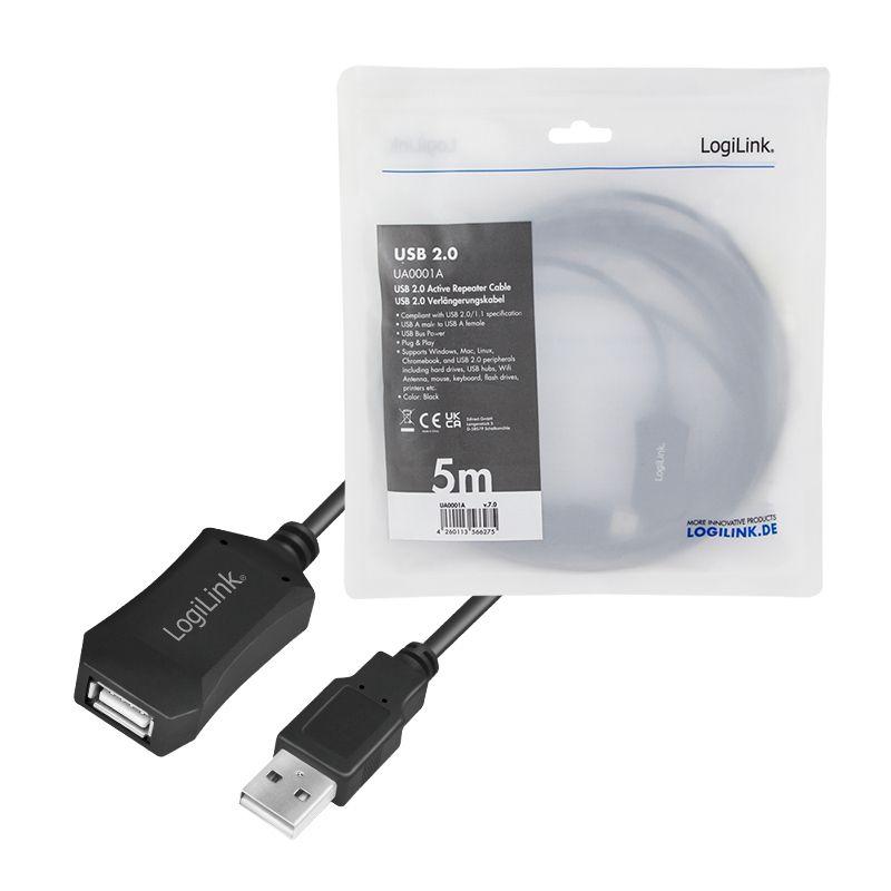 Cabo de Extensão USB Ativo LOGILINK UA0001A (USB 2.0 - 5 m - Preto), miniatura 3