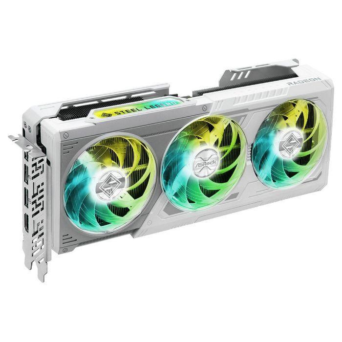Placa Gráfica ASROCK Radeon RX 9070 XT Steel Legend OC (AMD Radeon RX 9070 XT - 20 Gbit/s - 16 GB - Branco e Cinzento), miniatura 3