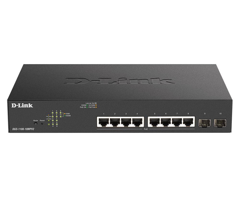 Switch D-LINK DGS-1100-10MPV2/E (Gigabit Ethernet - 4,1 MB - 20 Gbit/s - Preto)