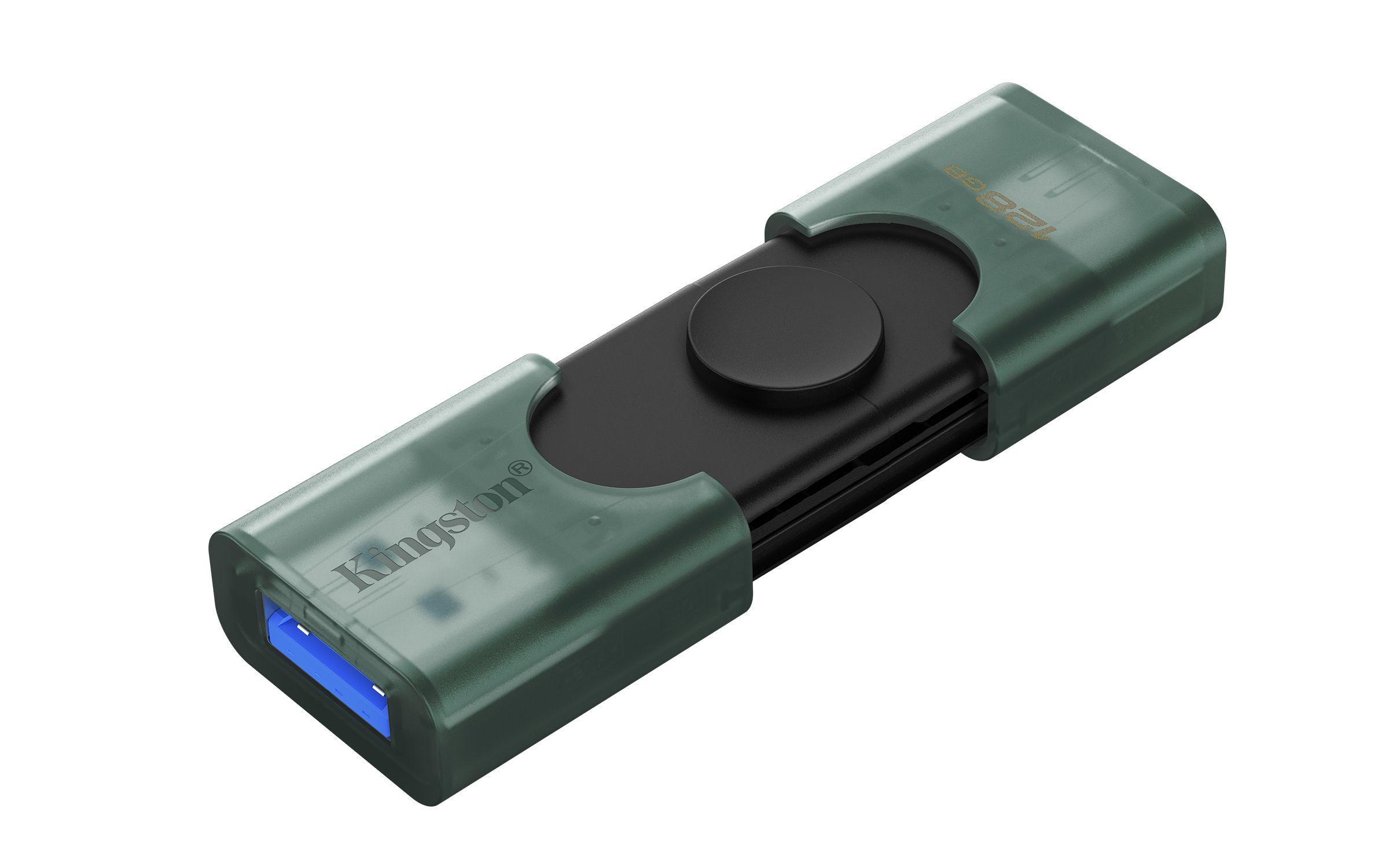 Pen USB KINGSTON DataTraveler Duo G2 (128 GB - Tampa - USB Type-A / USB Type-C - Preto e Verde) — miniatura 3