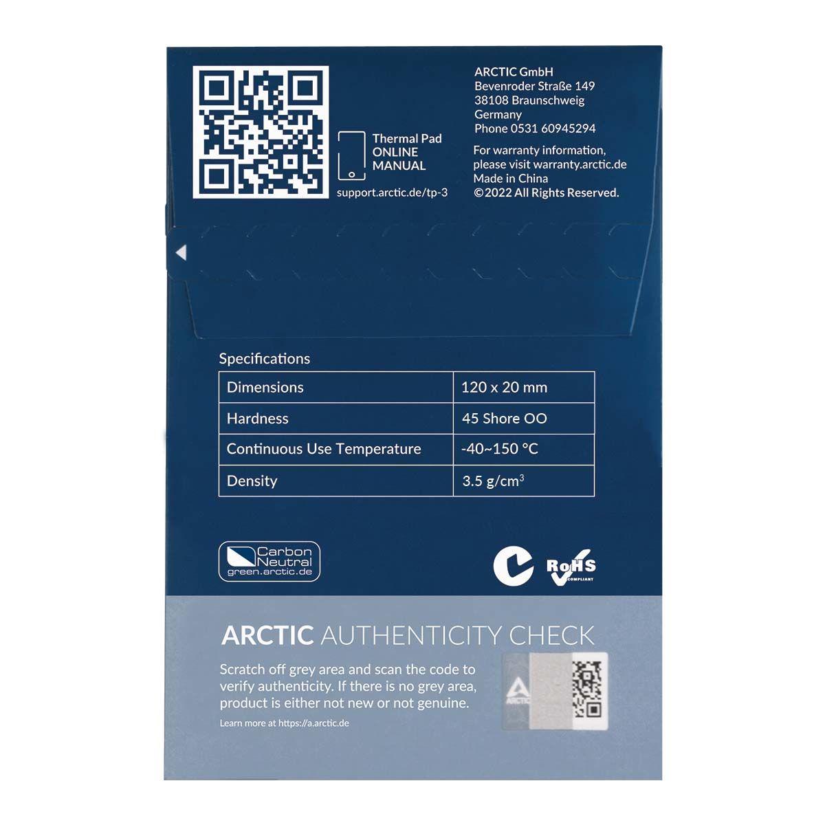 Almofada Térmica ARCTIC TP-3 (Almofada térmica - 3,4 g/cm³ - 150 °C - Azul) — miniatura 5