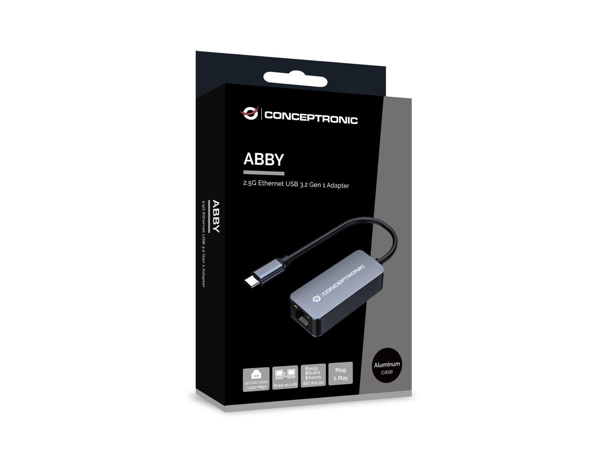 Adaptador de Rede USB-C CONCEPTRONIC ABBY12GC (1 porta RJ-45 - Ethernet - USB Type-C - Cinzento), miniatura 2