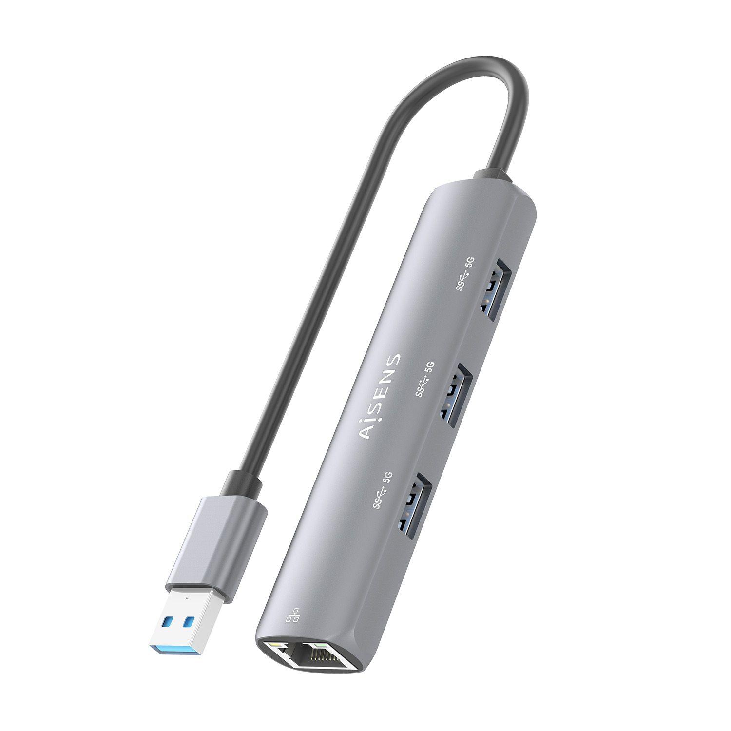 Adaptador de Rede USB com Hub USB AISENS ASUC-4P034-GR (0,15 m - RJ-45 - Windows 10, Windows 11 - Cinzento) — miniatura 5