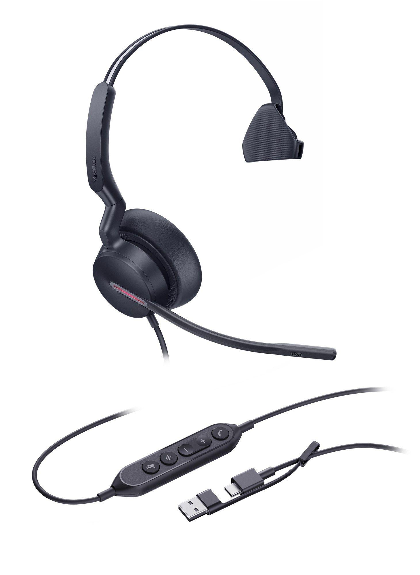 Headset Mono YEALINK UH46 Mono USB-C/A (Monofónico - Com fios - Supra-aural - Preto)