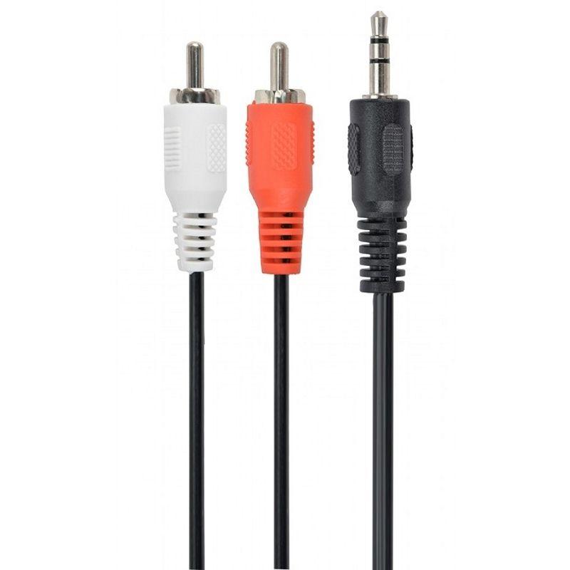 Cabo Áudio Estéreo GEMBIRD CCA-458-5M (5 m - 2 x RCA - 3,5 mm - Preto, Vermelho e Branco)