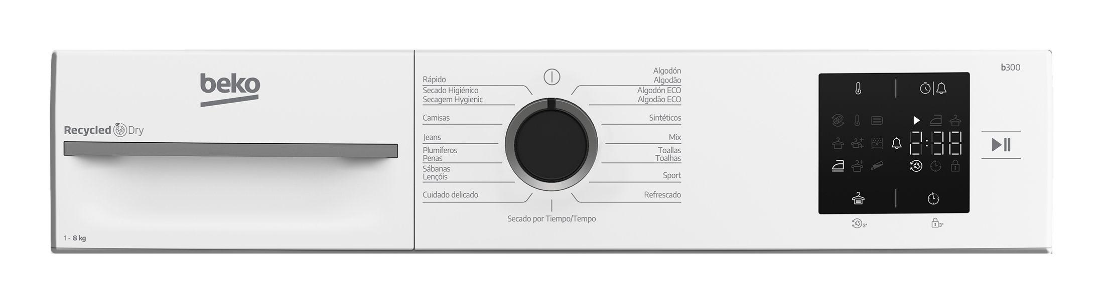 Máquina de Secar Roupa Independente BEKO BM3T38220WB (8 kg - Bomba de calor - Direita - Branco) — miniatura 7