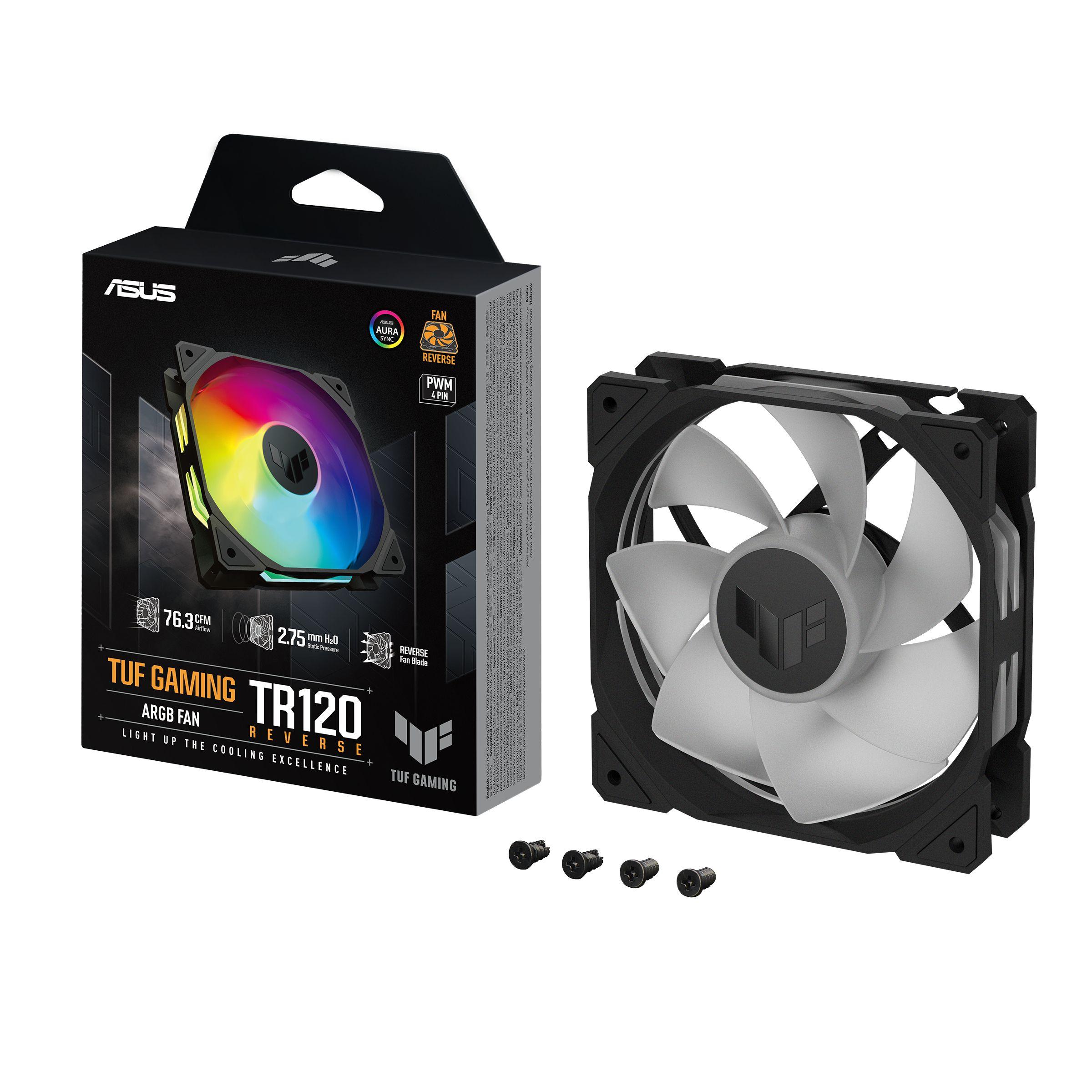 Ventoinha para Caixa PC ASUS TUF Gaming TR120 ARGB Reverse Fan (Preto), miniatura 9