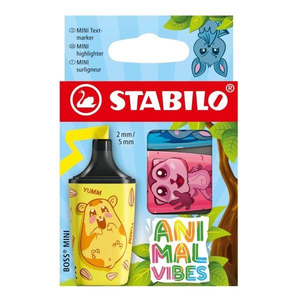 Pack de 3 Marcadores Fluorescentes STABILO BOSS MINI Animal Vibes (Cores sortidas)