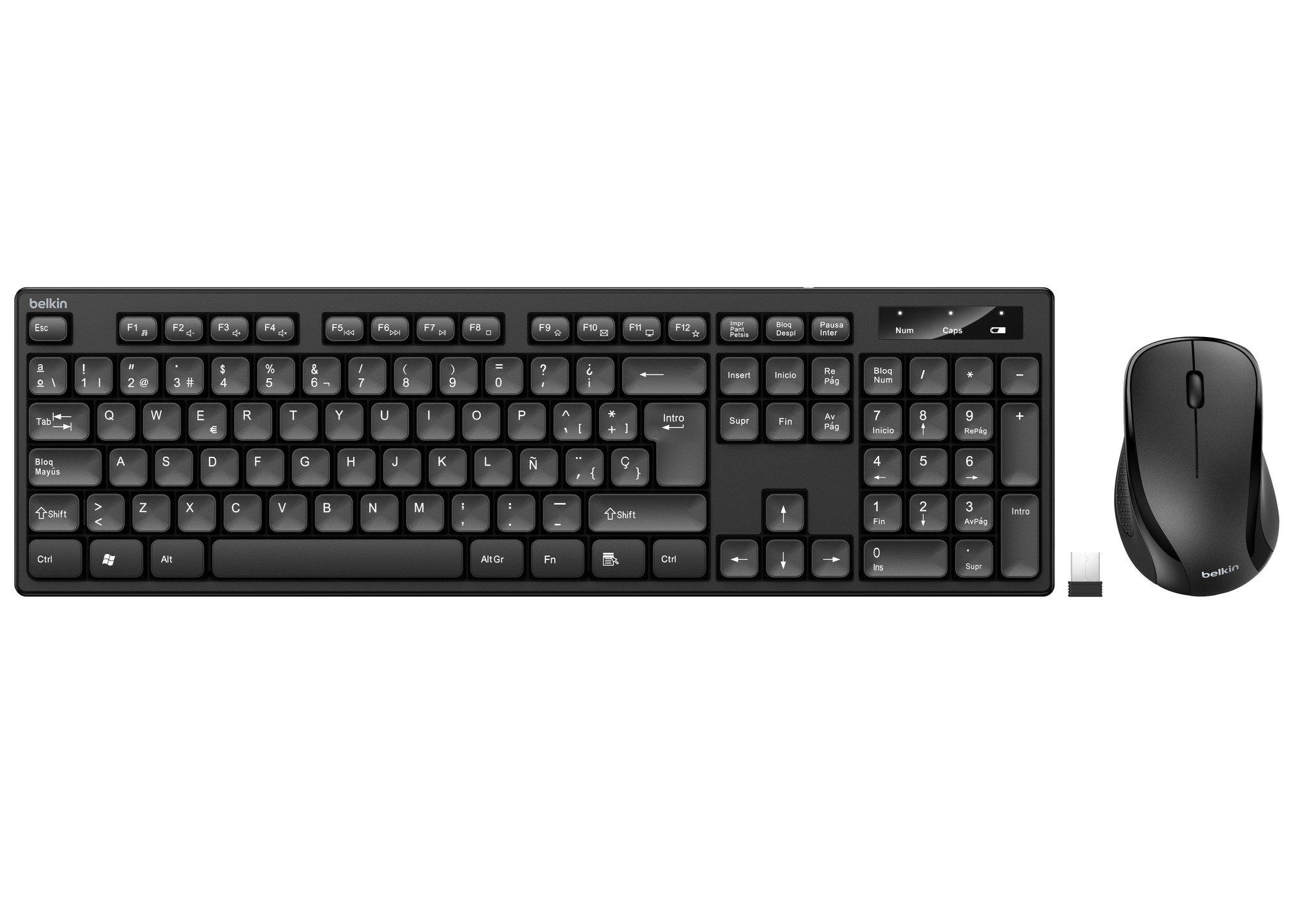 Conjunto de Teclado e Rato BELKIN BBZ010SP (Espanhol - Chiclete - Tamanho completo - Preto)