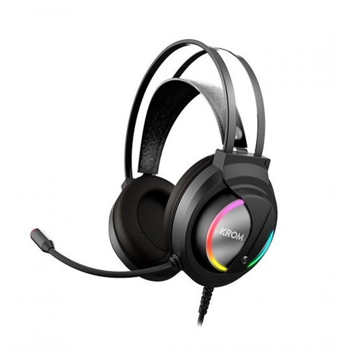 Headset Gaming KROM Kappa (Binaural - Com fios - Circum-aural - Preto)