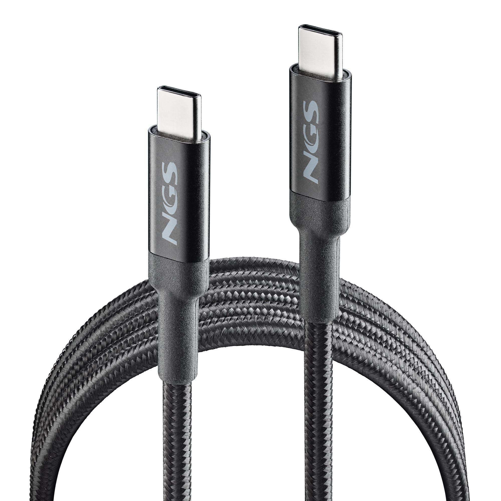 Cabo USB-C NGS KNOT100W-2 (2 m - USB C - Preto)