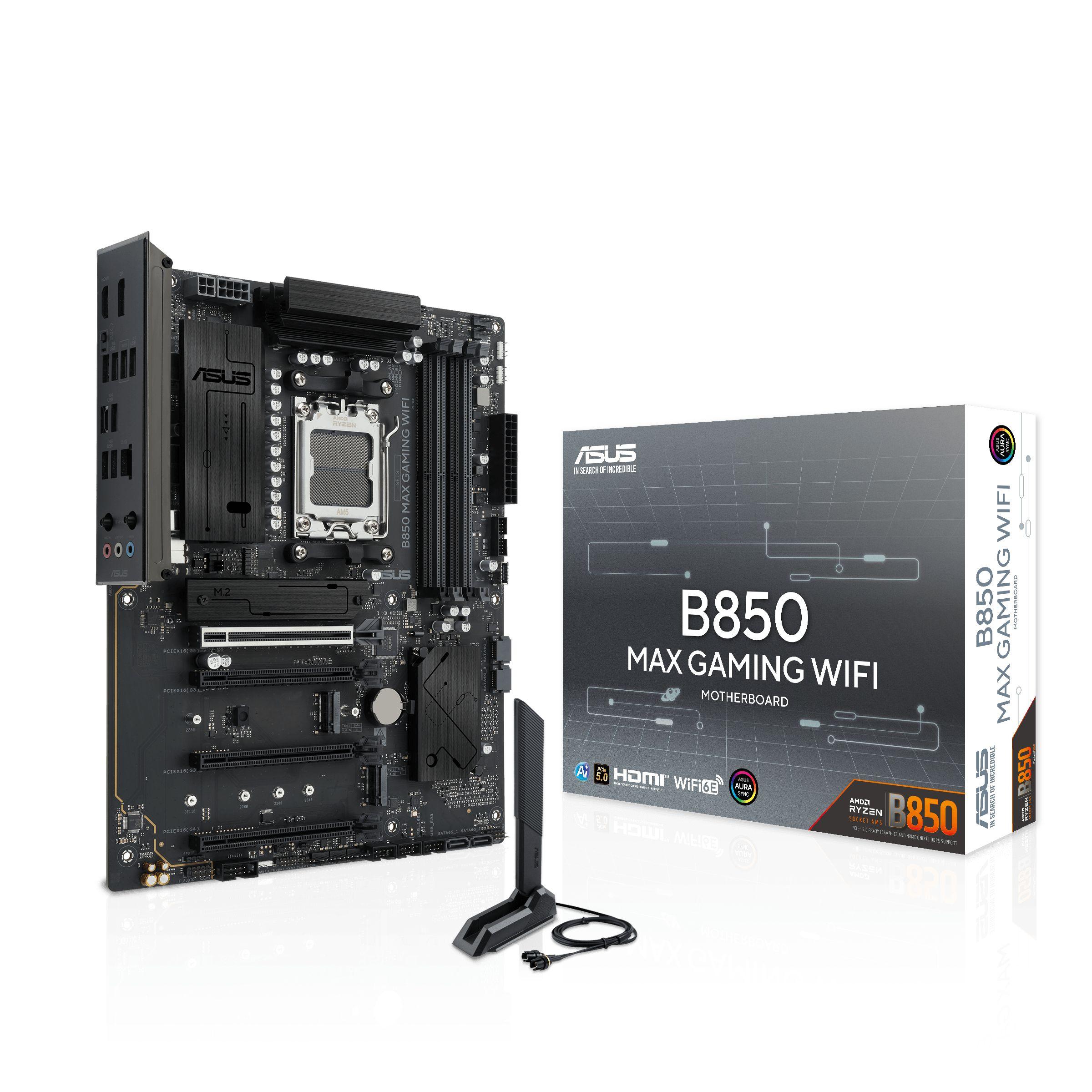 Motherboard ASUS B850 MAX GAMING WIFI (AM5 - ATX - Duplo canal - Preto)