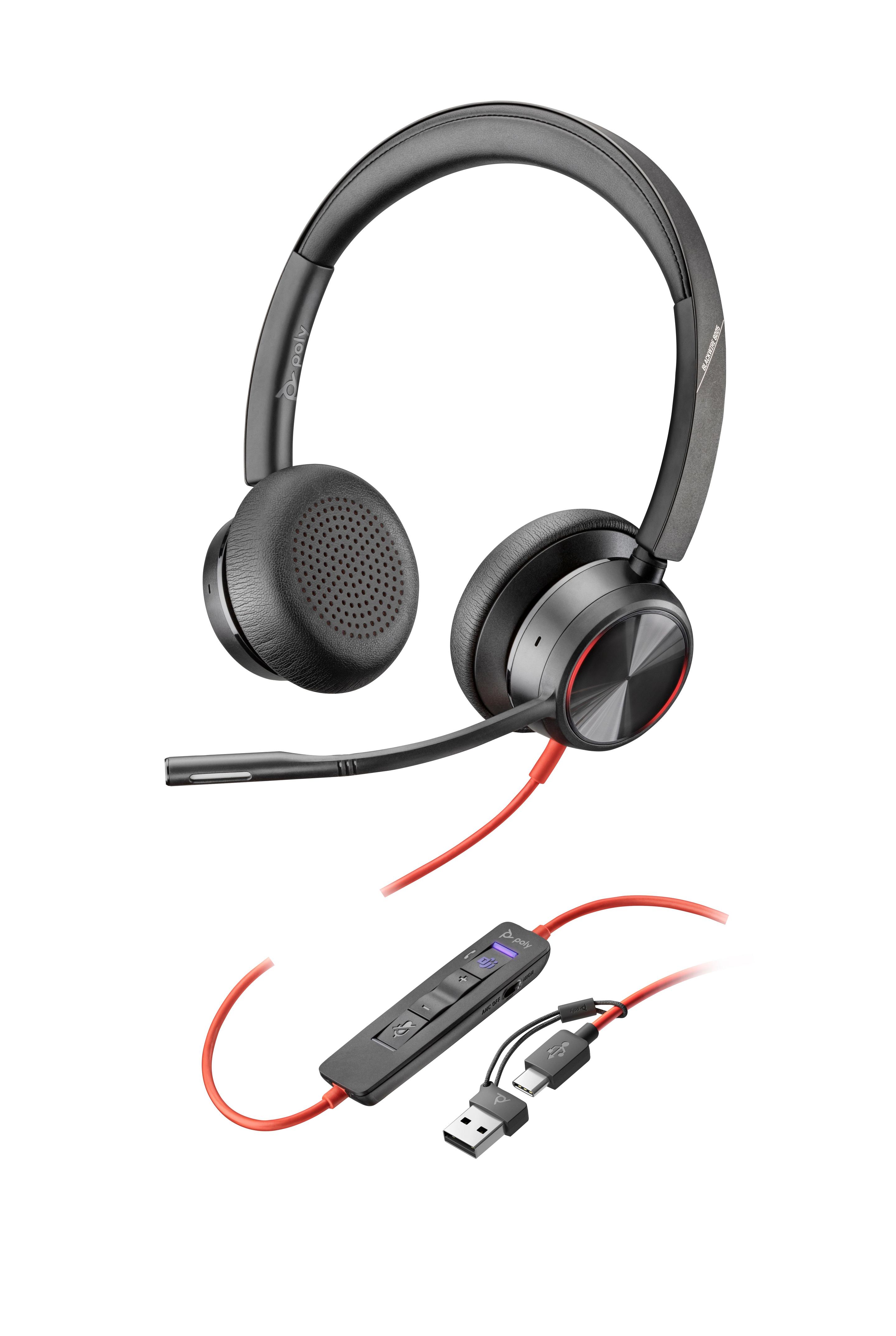 Headset HP POLY Blackwire 8225 (Binaural - Com fios - Supra-aural - Preto)
