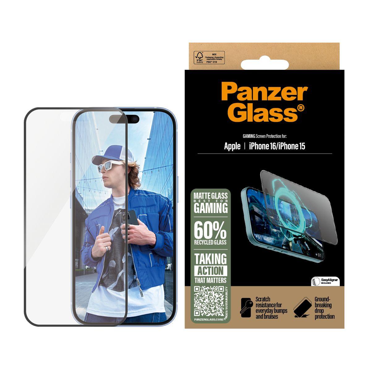Película Protetora de Ecrã PANZERGLASS Gaming Ultra-Wide Fit para iPhone 15/16 (6,1" - Transparente) — miniatura 2