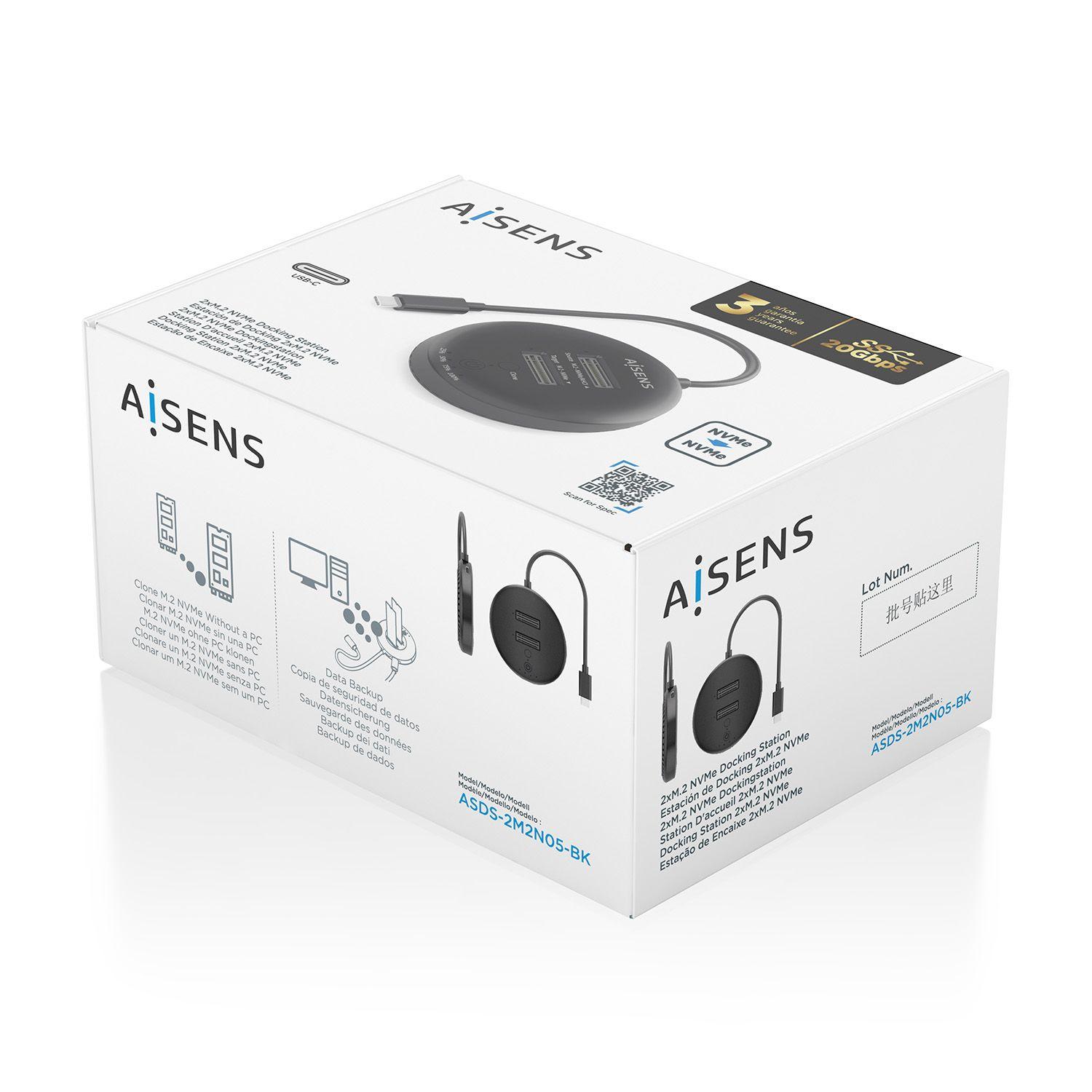 Estação de Docking AISENS ASDS-2M2N05-BK (M.2 " - Preto) — miniatura 8