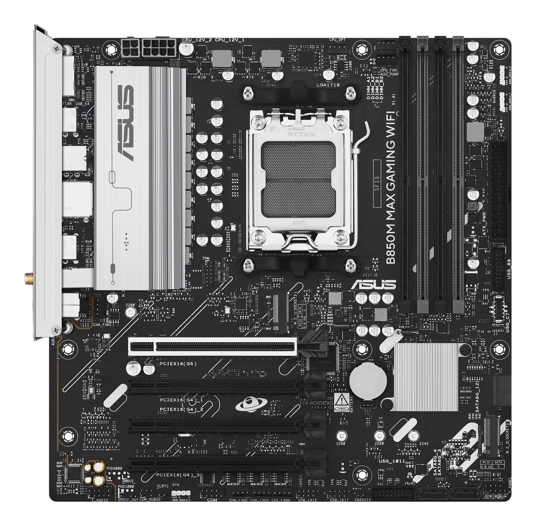 Motherboard ASUS B850M MAX GAMING WIFI (AM5 - micro-ATX - Duplo canal - Preto), miniatura 2