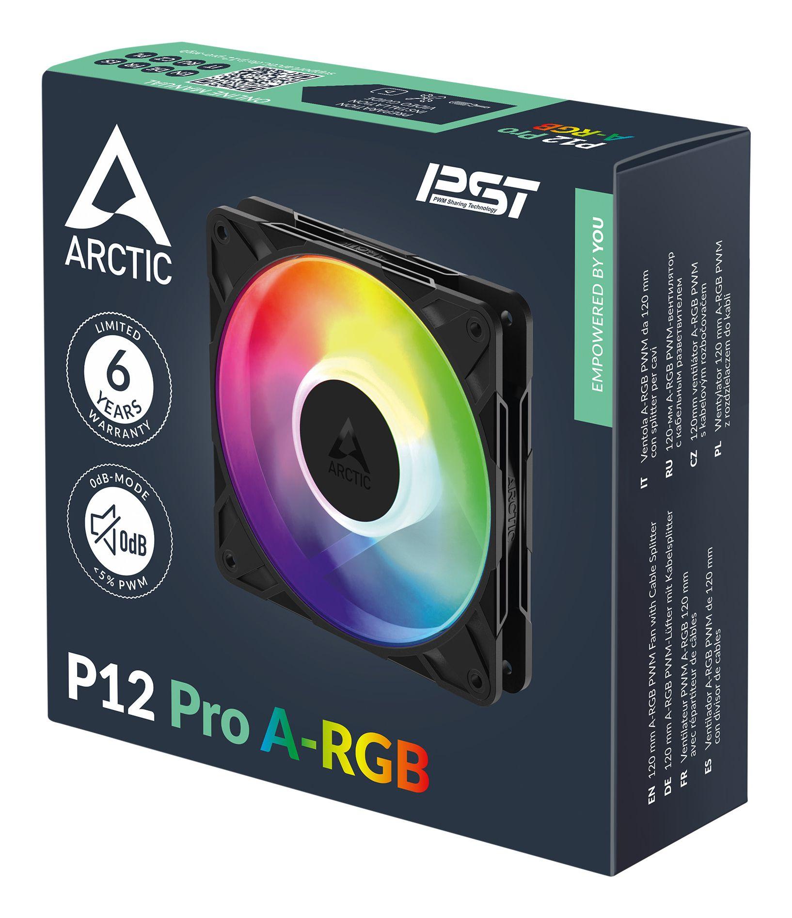 Ventoinha ARCTIC P12 Pro A-RGB PWM PST (Preto e Branco), miniatura 7