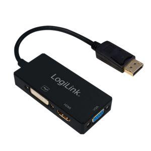 Adaptador Multiporta DisplayPort LOGILINK CV0109 (0,15 m - VGA + HDMI + DVI - Preto)