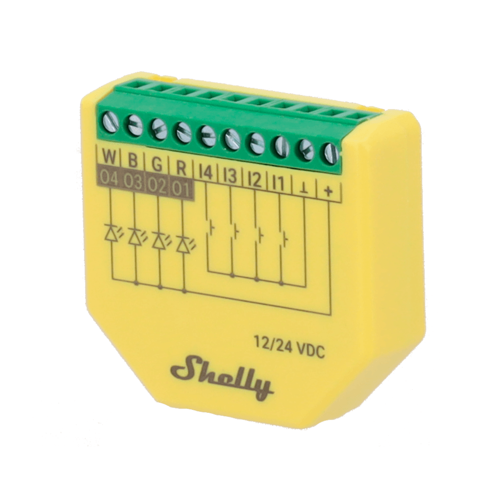 Controlador de Iluminação SHELLY Plus RGBW PM (Plástico - Amarelo e Verde)
