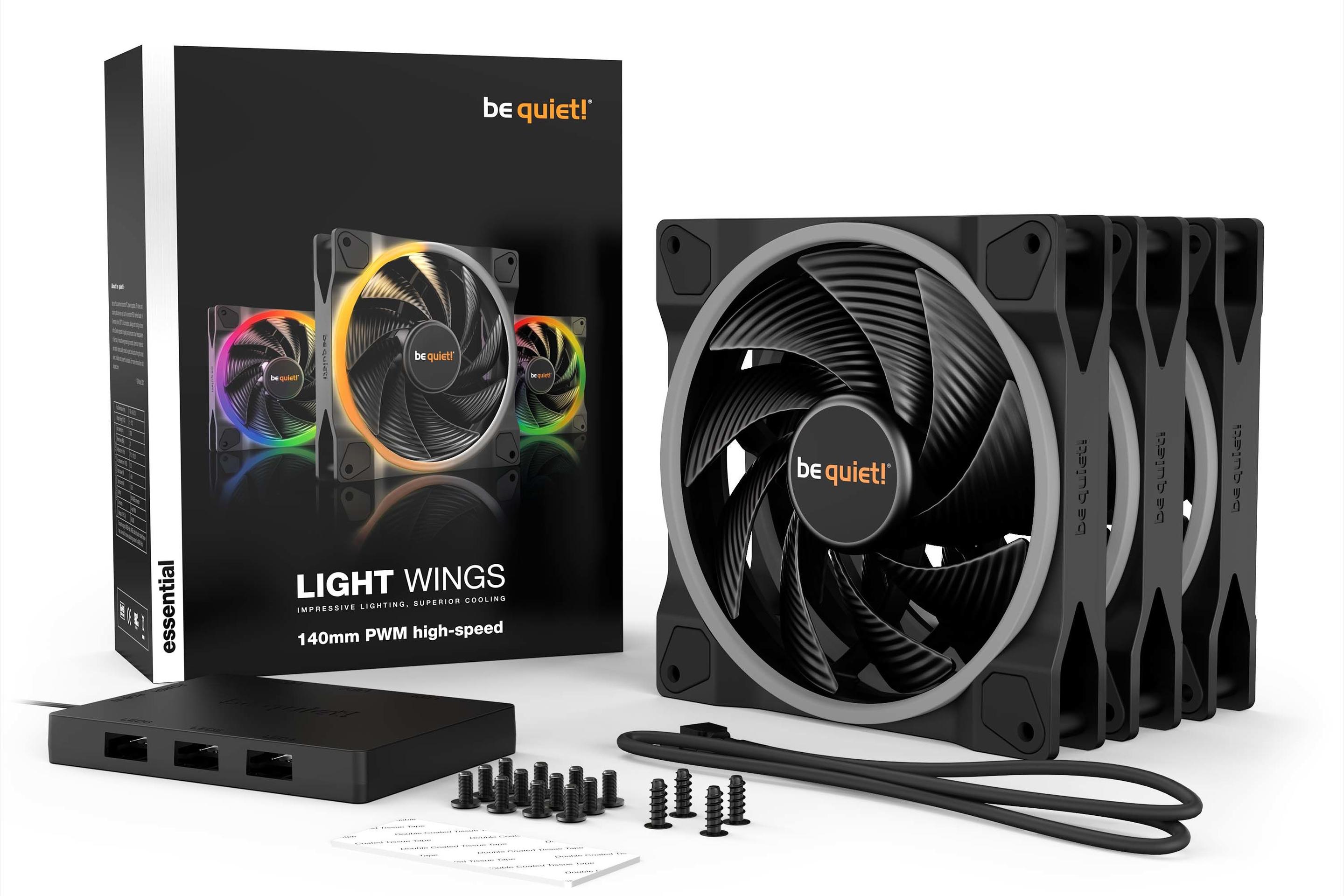 Ventoinhas para Caixa PC BE QUIET! Light Wings 140mm PWM Triple Pack High-Speed (Não suportado - 4,68 W - Preto), miniatura 5